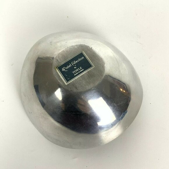 Towle Pintel Collection Bowl Shiny Aluminum Candy Nuts Dish Made in India - Picture 4 of 5
